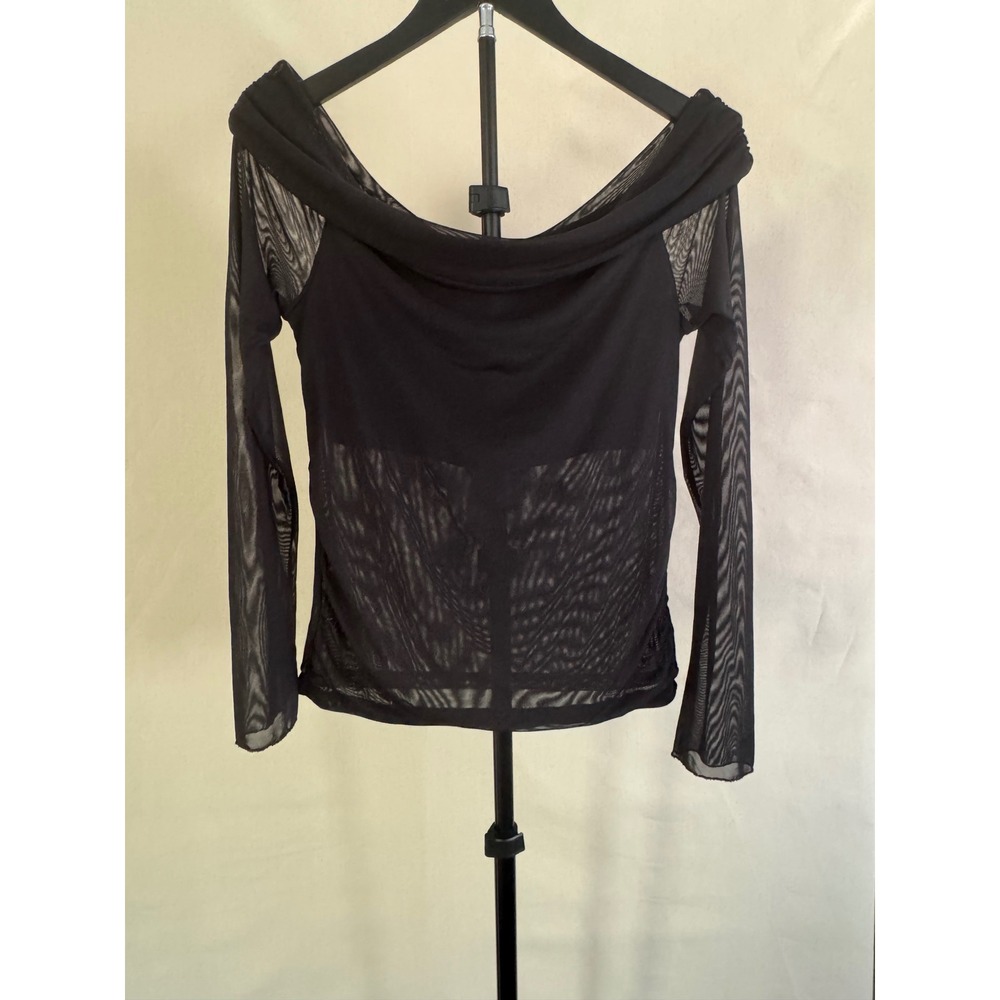 Wild Fable XL Black Sheer Mesh Off Shoulder Long Sleeve Top Y2K MSRP $28